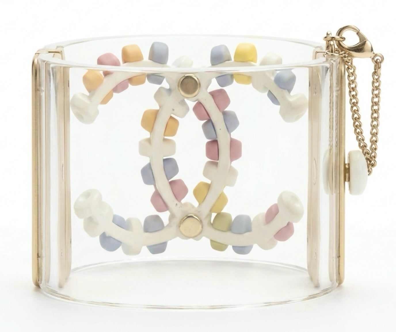 Rare Chanel 14K Supermarket Lucite Multicolor CC Candy Statement Bracelet Cuff