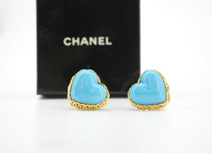 Chanel Vintage 1991 Gripoix Gold-plated Blue Clip-on Earrings