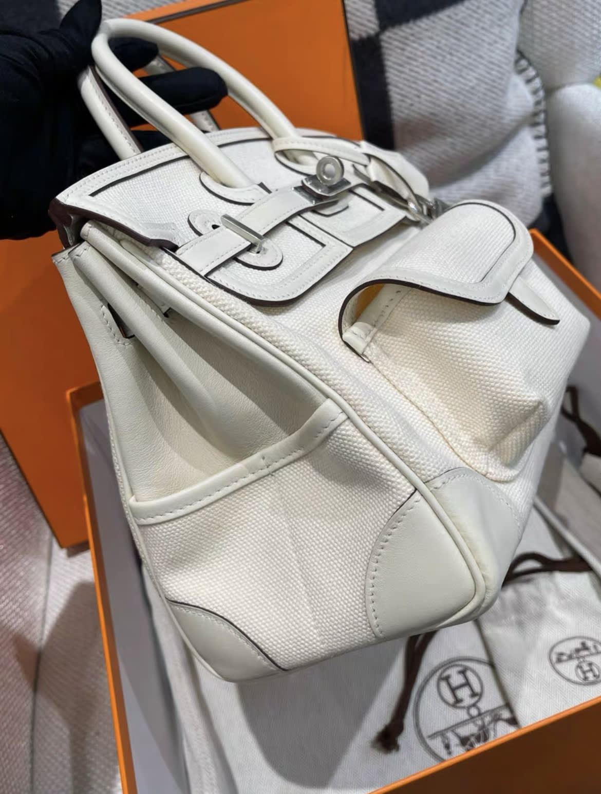 Hermes birkin 25 cream white cargo