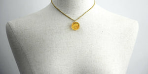 Chanel Vintage 98A Acrylic Light Yellow Brown Camellia Necklace