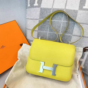 Hermes Constance 24 9R lime Swift Leather Palladium Hardware