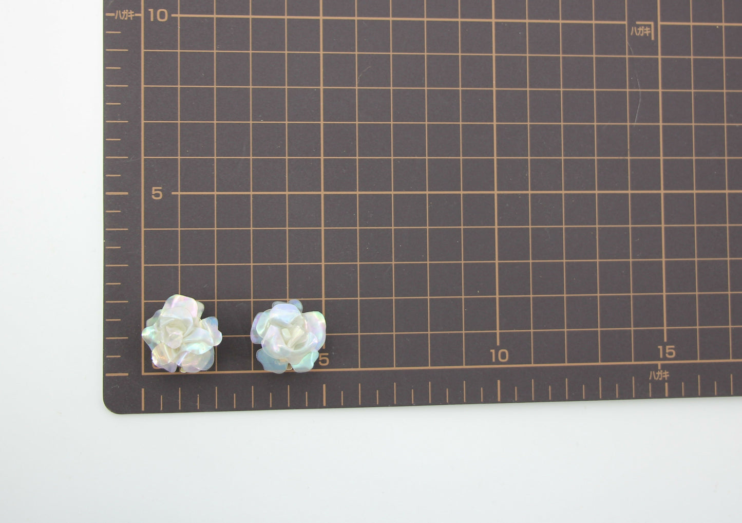 Chanel Vintage 98S Resin Iridescent Camellia 3D Clip-on Earrings