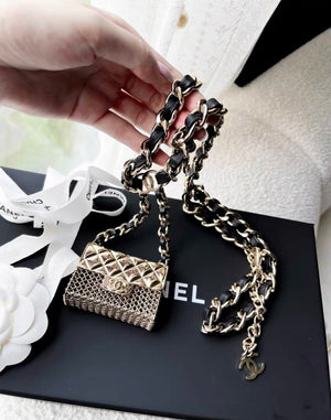 Chanel tiny bag metal chain necklace  waist chain