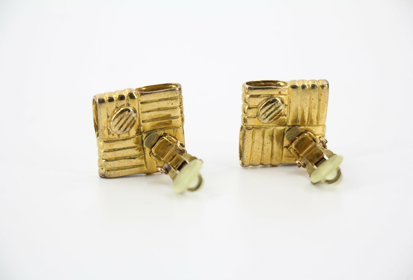 Chanel Vintage 96P Gold-plated Diamond-shaped Clip-on Earrings