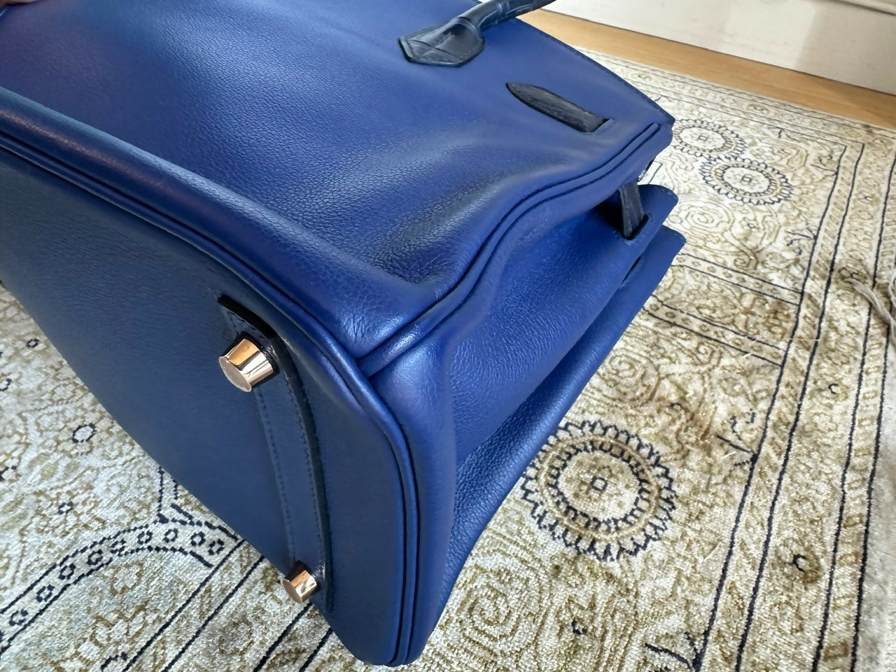 Hermes Birkin Touch 30 Bleu Marine Matte Mississipien Alligator and Bleu Saphir Novillo Rose Gold Hardware