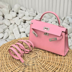 Hermès Mini Kelly 20 Rose Confetti Chevre Leather with Palladium Hardware