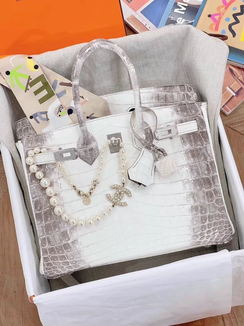 Hermès Birkin 25 Himalaya matte crocodile leather palladium hardware