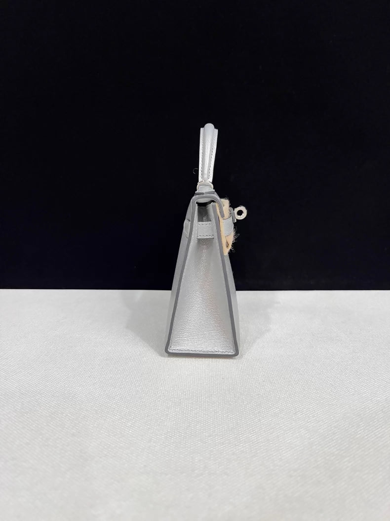 HERMES Mini Kelly 20 Olympic Silver leather gold hardware