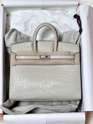 Hermes Birkin 20 8L Betton White Matte Alligator leather with palladium hardware
