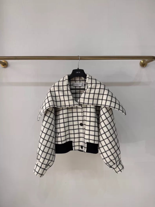 Dior black and white checkered coat