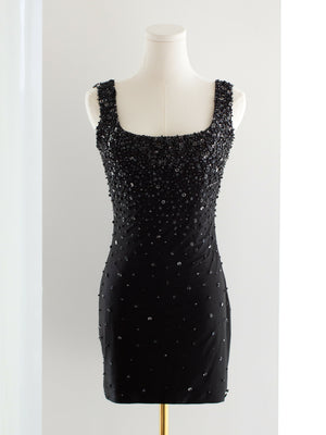 Rare Gianni Versace Couture S/S 1996 Black Embellished Mini Micro Dress