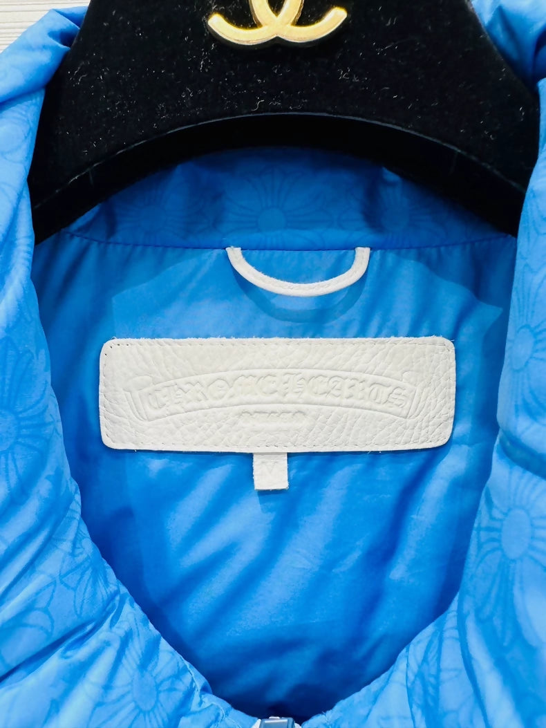 Chrome Hearts electric blue puffer jacket