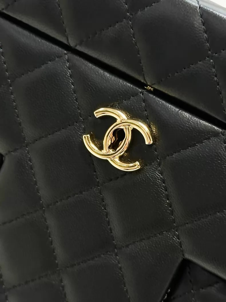 Chanel Métiers dArt collection, classic black lambskin quilted jewelry case, large size,