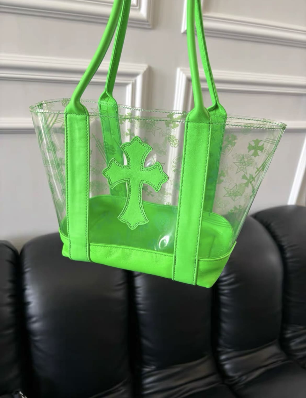 Chrome Hearts Chrome Hearts Green PVC Leather Cross Tote Bag - medium large Tote Bag - Used fashion item from Top Quality Luxury Designers Bag