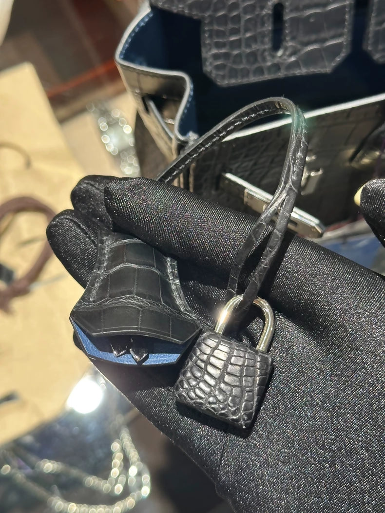 Hermes Birkin 25 black matte crocodile leather palladium hardware