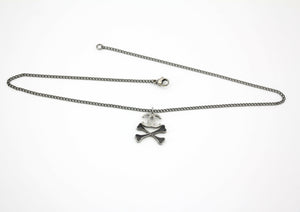 Chanel Vintage 03A Enamel Black Skull Grey CC Necklace