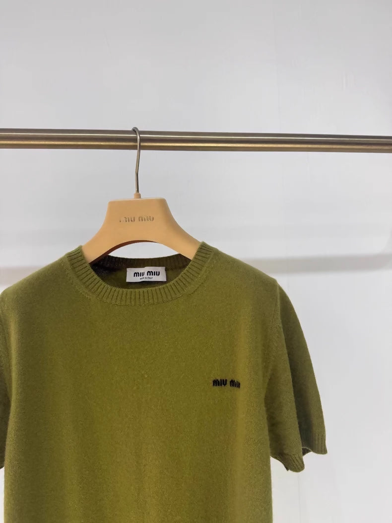 Miu Miu Green Cashmere Knit Sweater