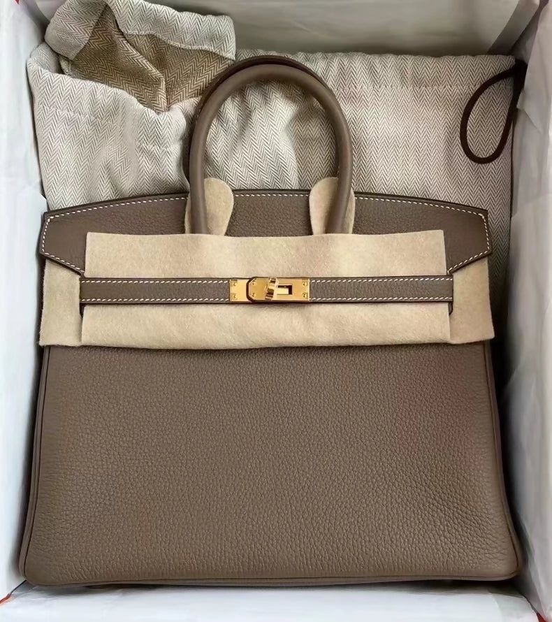 Hermes Birkin 25 Elephant Grey Togo leather gold harwdare