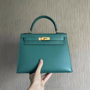 Hermès Kelly 28 Malachite Green Epsom leather gold hardware