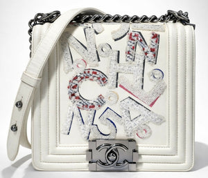 Rare Chanel 14S Limited Edition Graffiti Lambskin Small Boy Bag