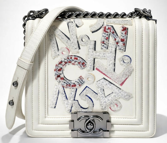 Rare Chanel 14S Limited Edition Graffiti Lambskin Small Boy Bag