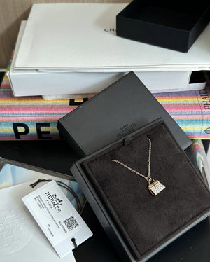 Hermes New Kelly Rose Gold Diamond Necklace