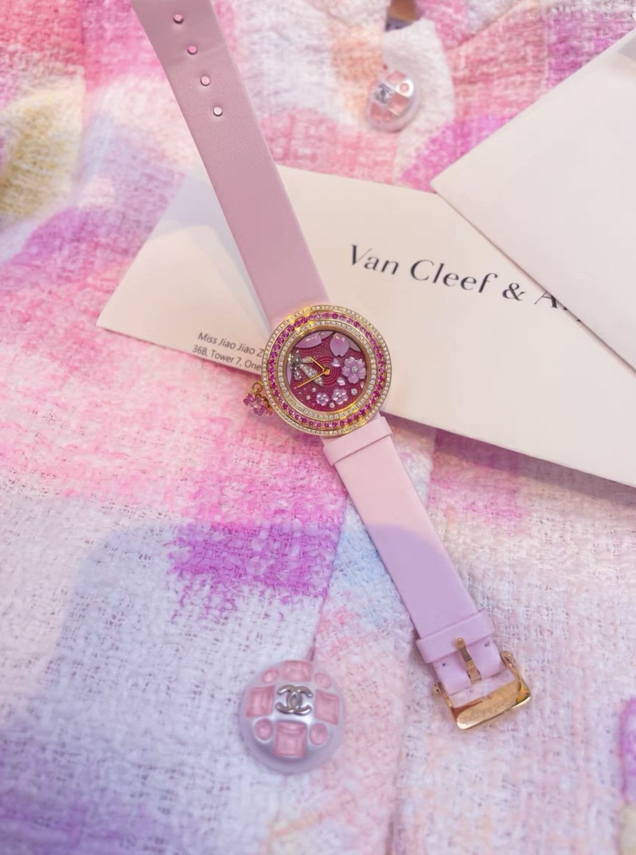 VCA Van Cleef  Arpels Japan Limited Extraordinary Dial Series Cherry Blossom Fairy Pink Dial Quartz Ladies Watch