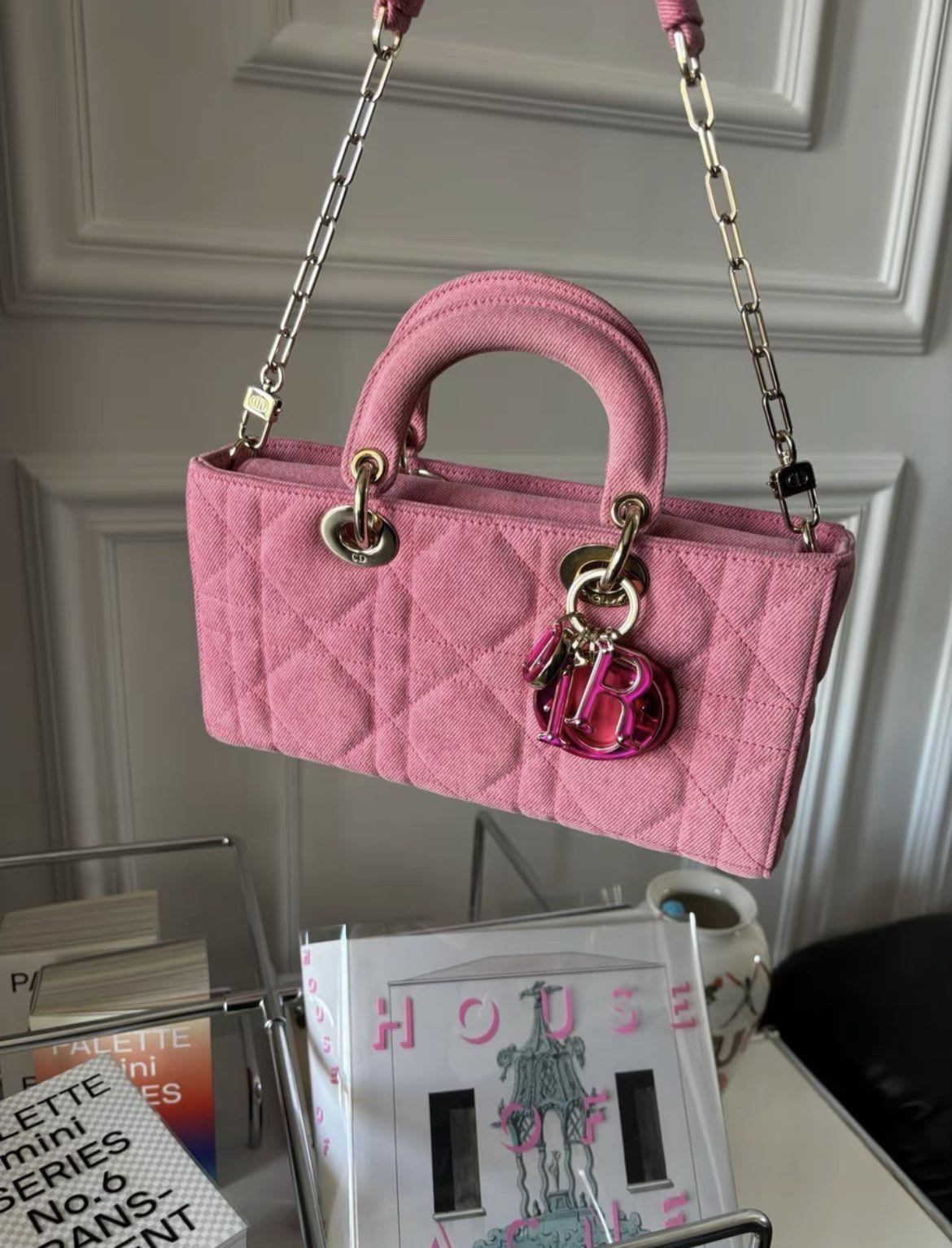 DIOR CHRISTIAN DIOR Denim Macrocannage Lady D-Joy Pink - Medium Crossbody Bag - Used fashion item from Top Quality Luxury Designers Bag