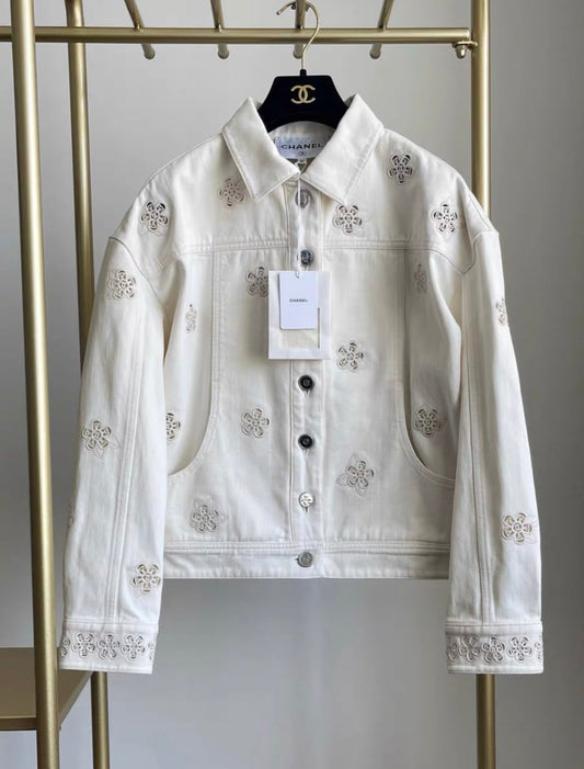 CHANEL CHANEL Flower Patterns Casual Style Denim Logo Jackets - 36 Jacket - Secondhand luxury from Top Quality Luxury Designers Bag