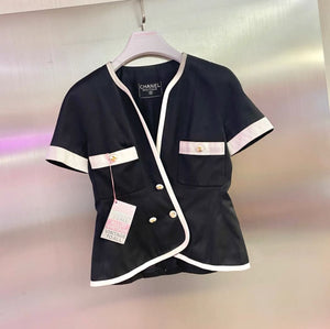 Vintage Chanel black short-sleeved jacket