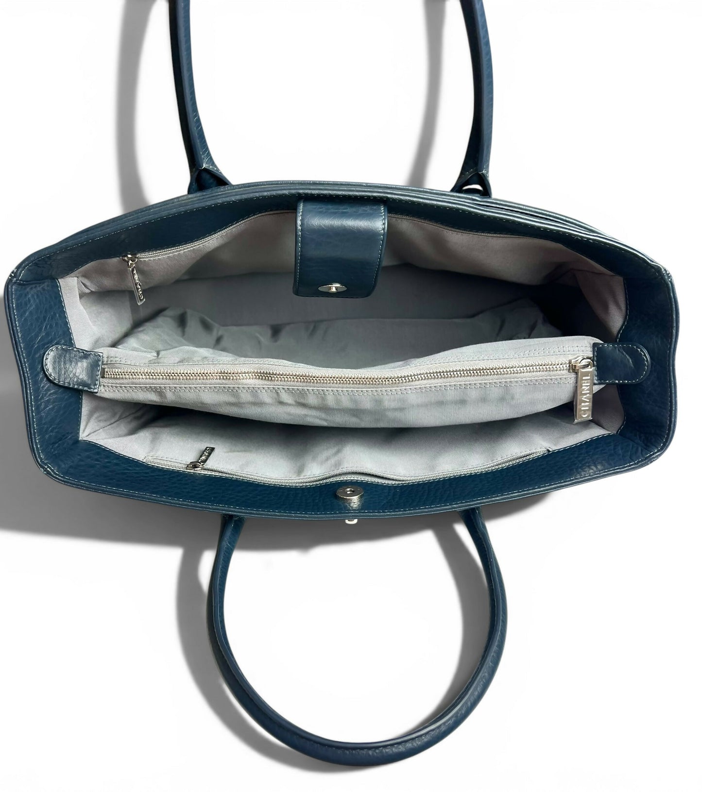 Chanel Navy Blue Caviar Leather Cerf Executive Shopper Classic Tote Bag SHW