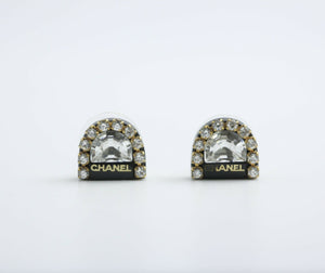 Chanel Vintage 00A Rhinestone Ring Shape Stud Earrings