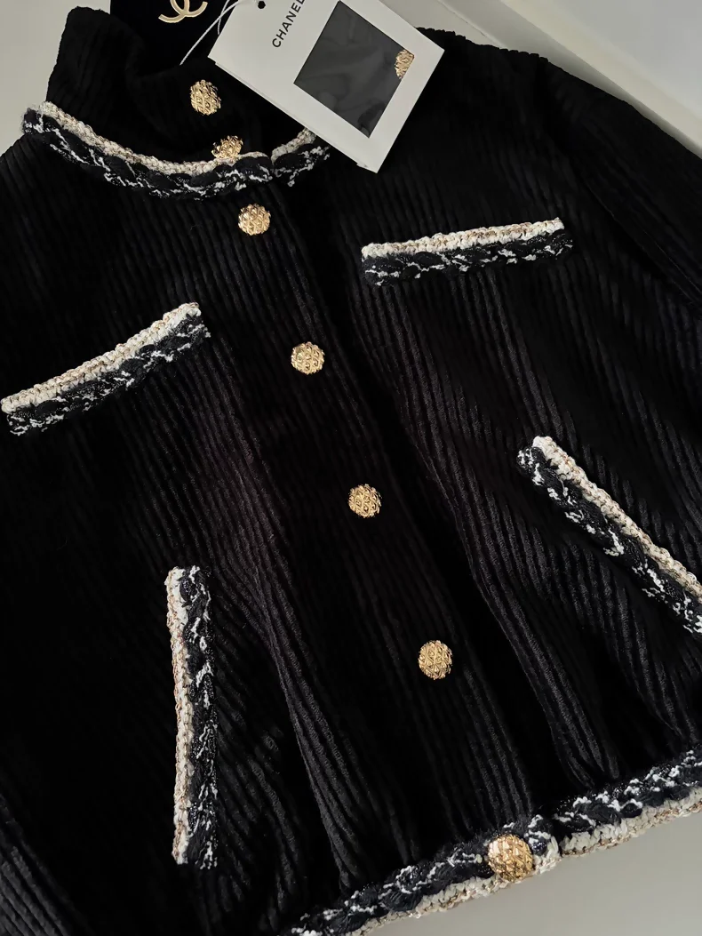 Chanel 25K Black Velvet Four Pockets Jacket