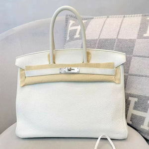 Hermes birkin 35 01 White Togo Leather Palladium hardware
