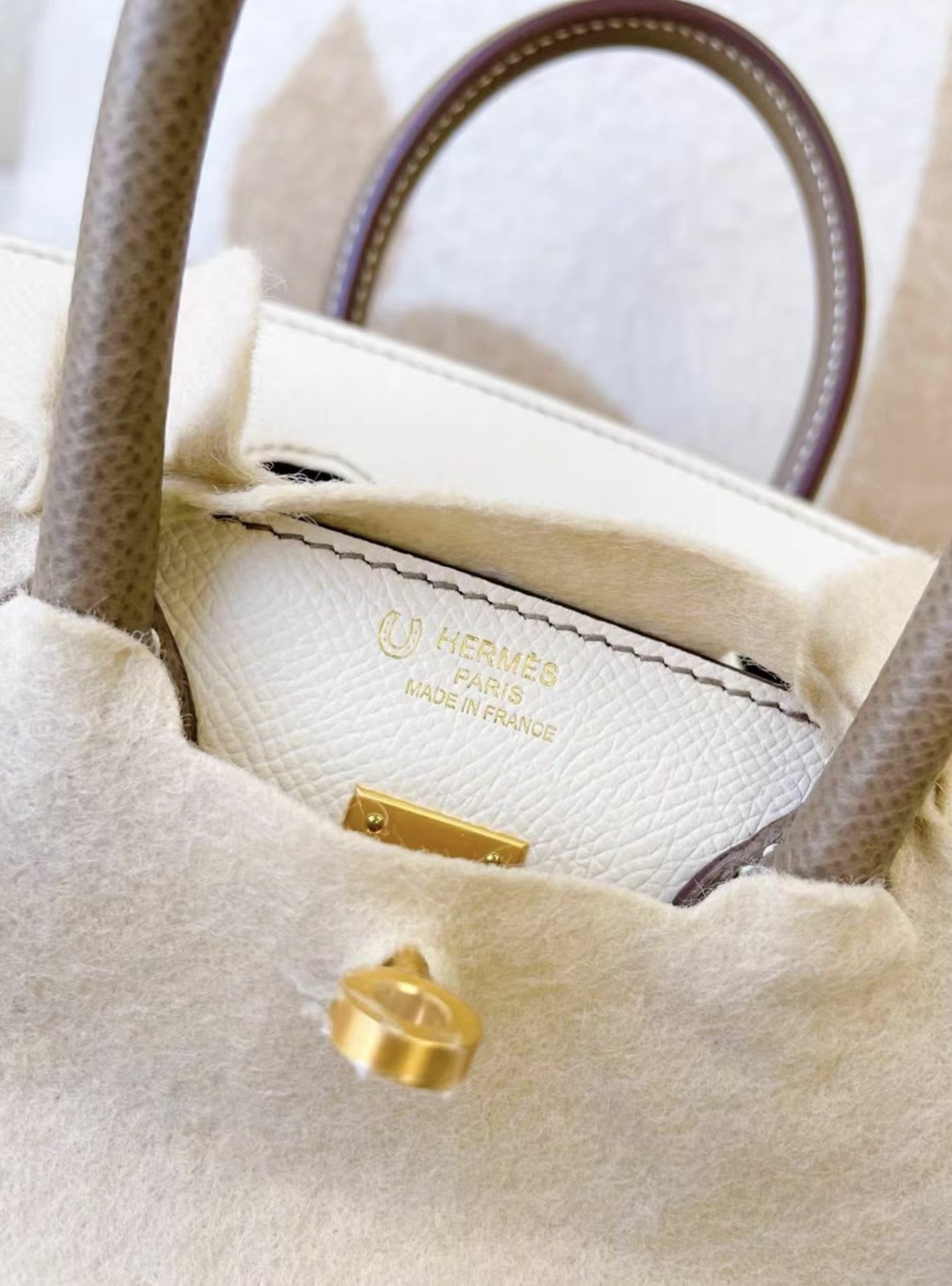 Hermes Birkin 25 White  Gray Brushed Gold