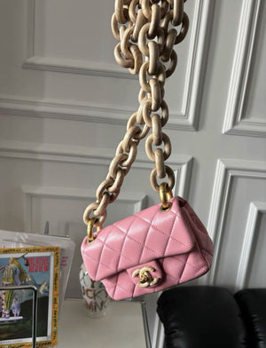 Chanel Pink CC Wood Chain Mini Bag