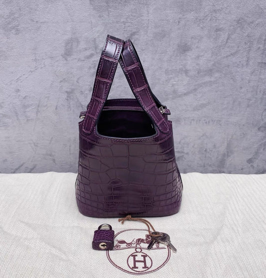Hermès Hermes purple crocodile matte micro 14 picotin - 14 Bucket Bag - Used fashion item from Top Quality Luxury Designers Bag
