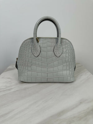 Hermès Mini Bolide Gris Neve Matte Alligator GHW K