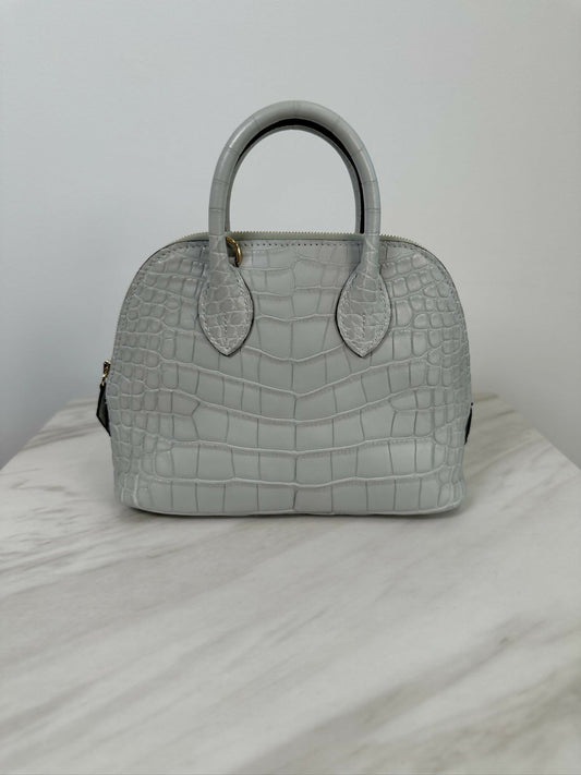 Hermès Mini Bolide Gris Neve Matte Alligator GHW K