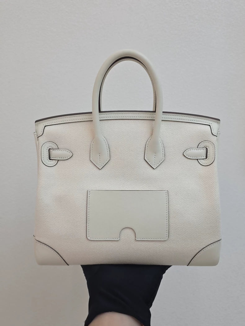 Hermes Birkin 25 cargo Nata toile  swift leather palladium hardware