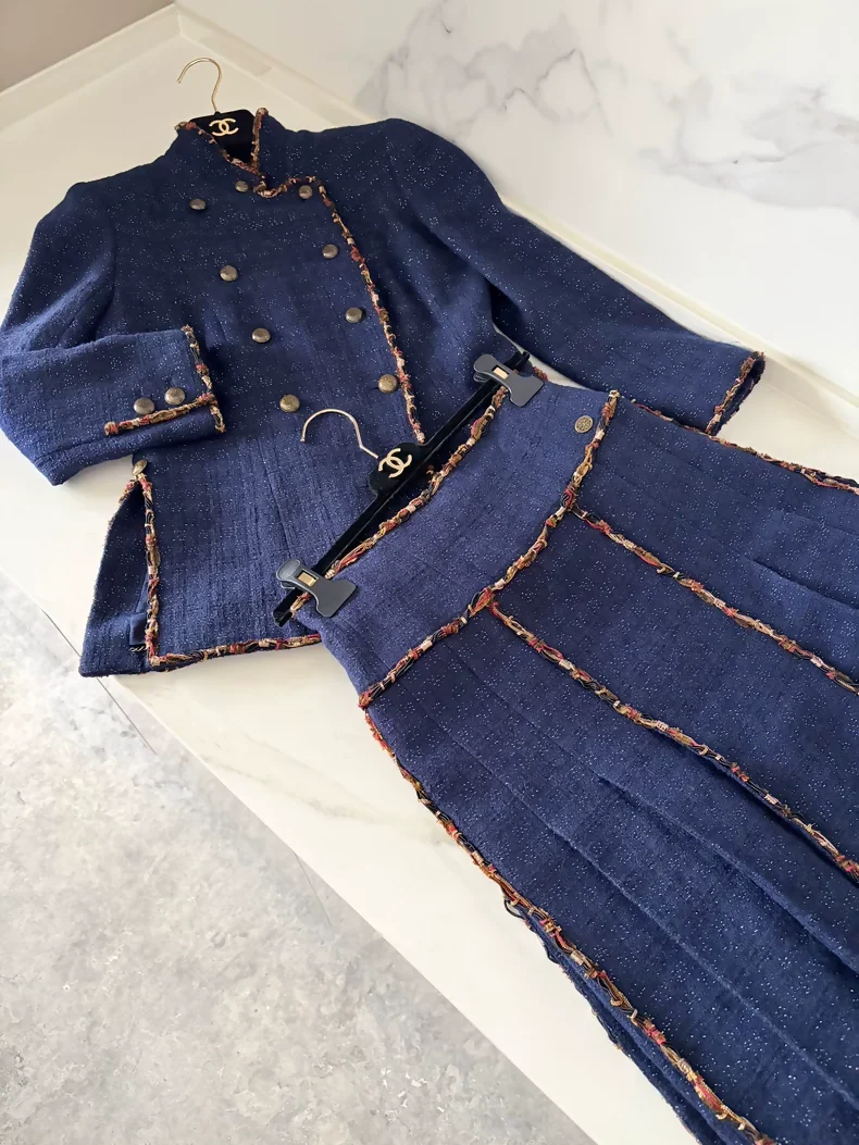 Chanel Paris-Shanghai Collection Blue jacket & skirt set