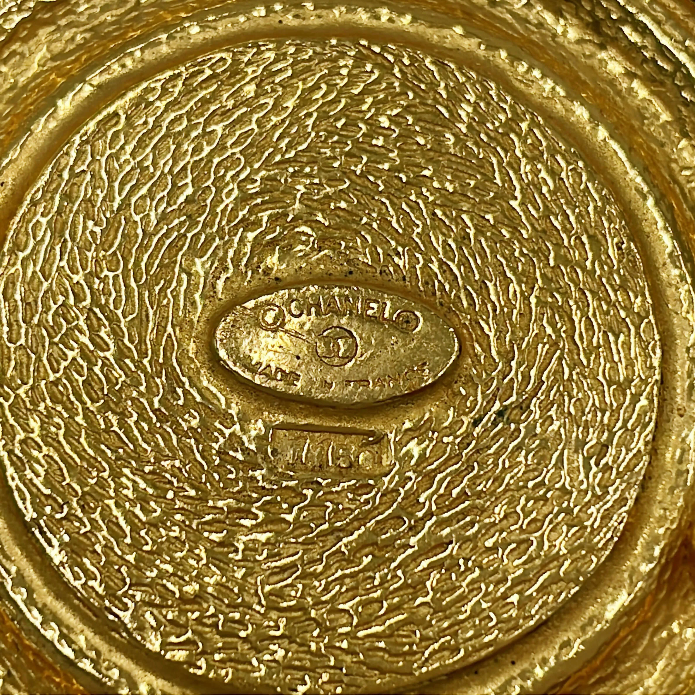Chanel Vintage Gold Plated 31 Rue Cambon Medallion Booch