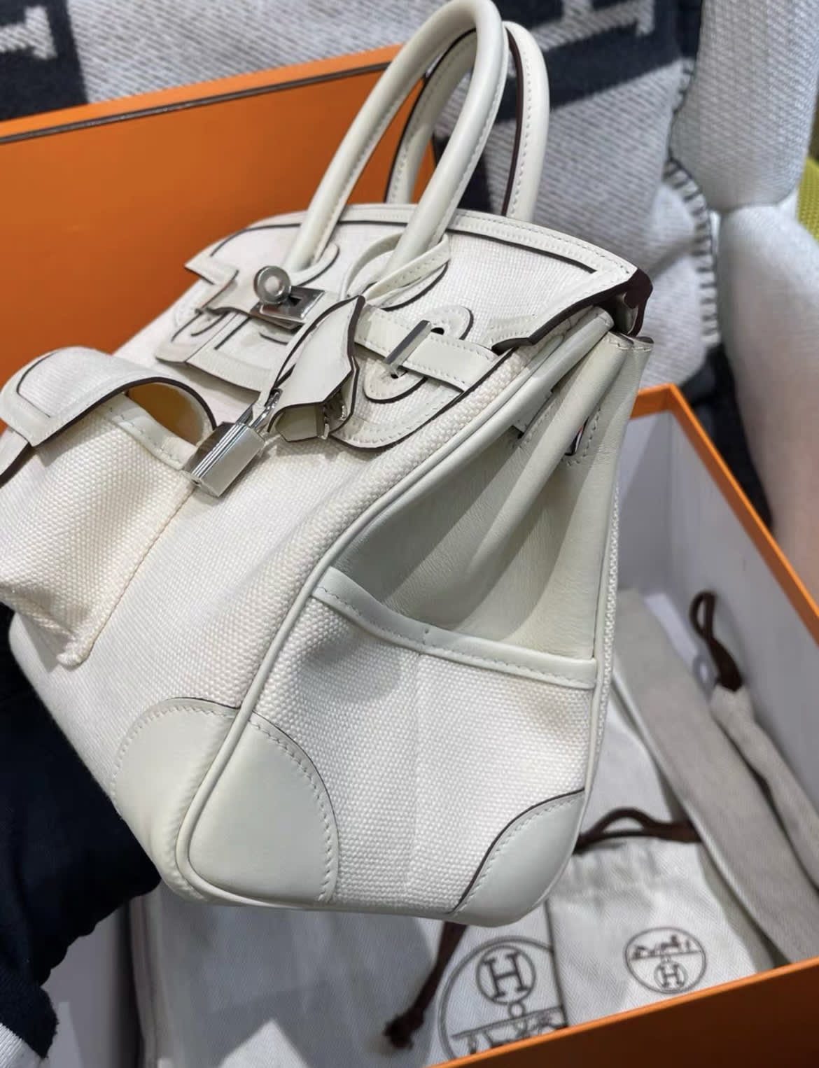 Hermes birkin 25 cream white cargo