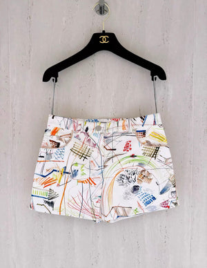 Hermes Colourful Graffiti Denim Shorts Size 34