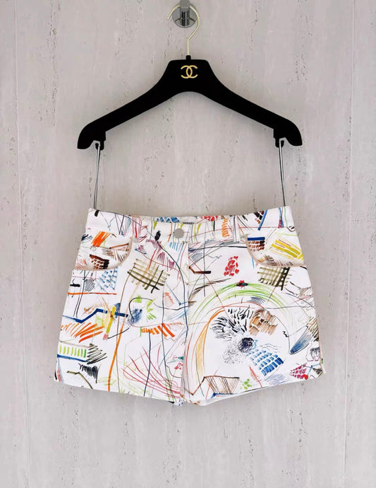 Hermès Hermes Colourful Graffiti Denim Shorts Size 34 - Small Shorts - Secondhand luxury from Top Quality Luxury Designers Bag