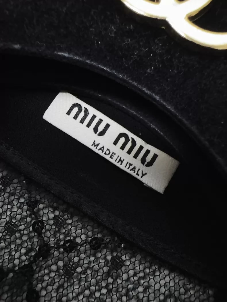 Miu Miu black silk and lace-trimmed shirt
