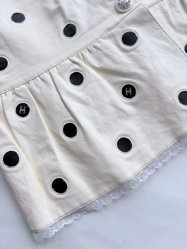 Chanel 23S Polka Dot Off-White Leather top