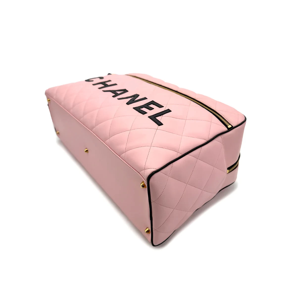 Chanel Vintage Matelassé Logo Boston Bag – Pink  Black Leather