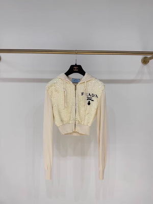 Prada beige sequined cardigan