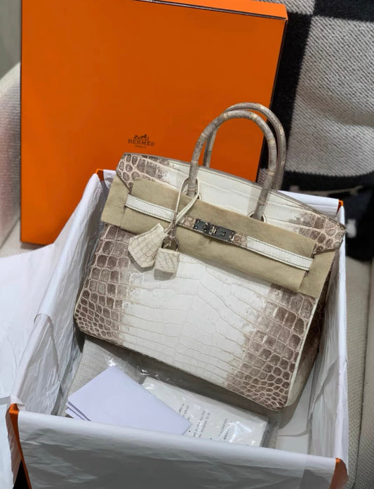 Hermès Hermes Birkin 25 Himalaya PHW - 25 Tote Bag - Vintage fashion from Top Quality Luxury Designers Bag